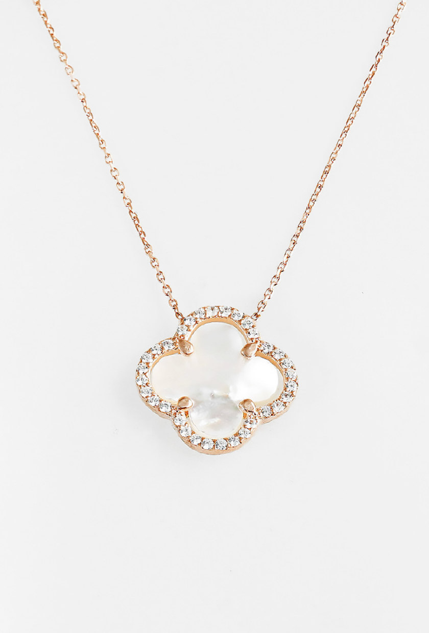  QVY Lucky Clover Necklace for Women Mother of Pearl