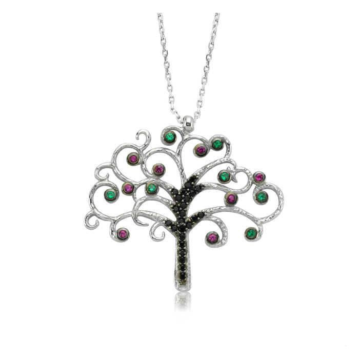 TREE of LIFE , necklace, tree of life necklace, silver, decorated with high quality zircon