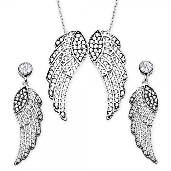 Angel wings, angel wings necklace,wings earrings