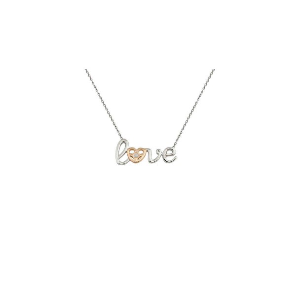 love pendant,love charm, silver necklace,silver rose gold plated over silver,to mom from daughter.n