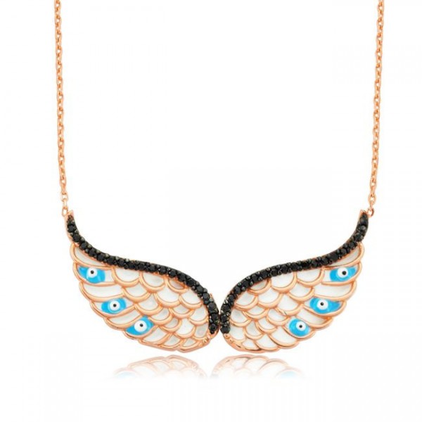 Angel wings, angel wings necklace,  evil eye necklace, angel wings necklace