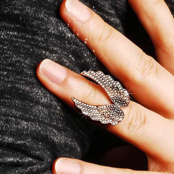 statement rings, wings ring,angel wing,wing ring,silver wing ring,rose gold wing ring,