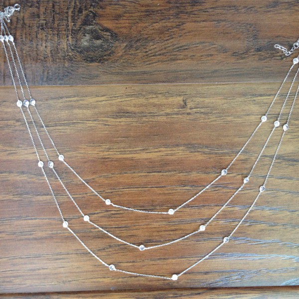 cz silver necklace-long necklace-silver long necklace-lariat necklace