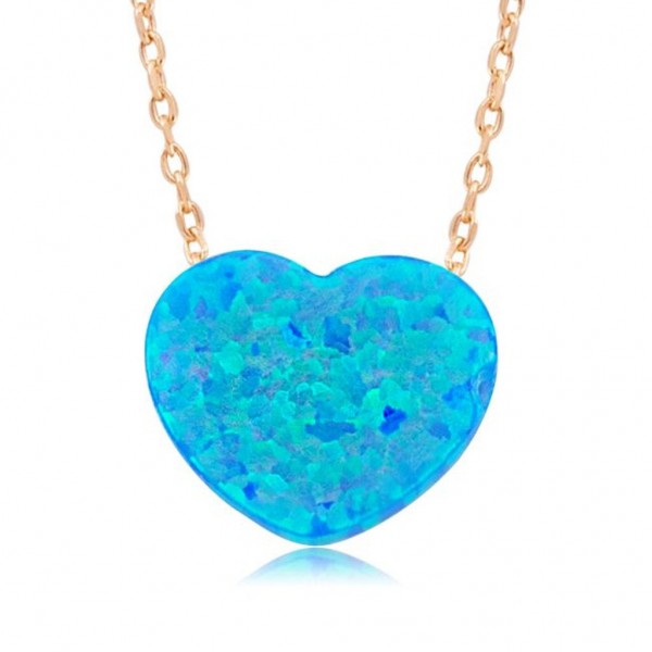 Heart, opal heart necklace, opal neckalce, heart necklace, blue opal , gold opal necklace, gold opal heart necklace