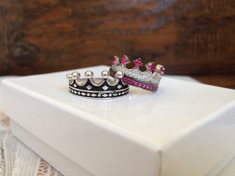 King & Queen ring, crown ring set,gold crown ring,925k silver decorated with high quality zircon as a set,promise rings