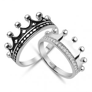 King & Queen,crow ring set, gold crown ring,gold crown ring set,925k silver decorated with high quality zircon