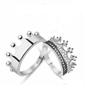 King & Queen,crown ring,crown ring set,gold crown ring,925k silver decorated with high quality zircon