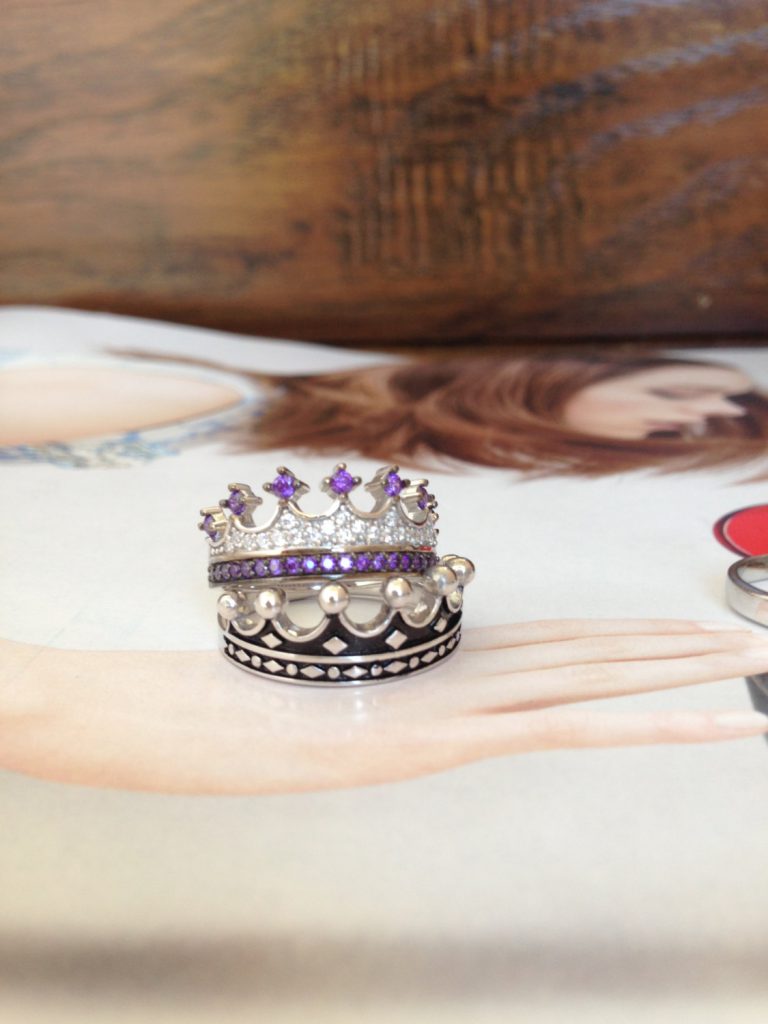 King & Queen,crown ring,crown ring set,gold crown ring,925k silver decorated with high quality zircon