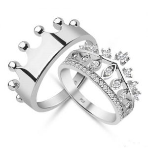 King & Queen,crown ring,crown ring set,gold crown ring,silver crown ring,925k silver decorated with high quality zircon